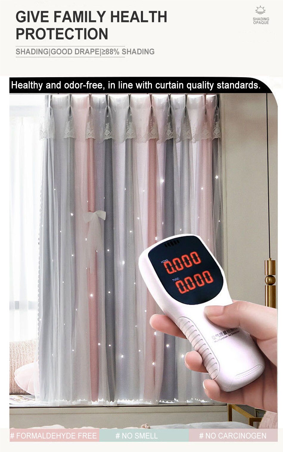 Stars Hollow Curtains Roman Shutter Lace Tulle Double Layer Window Curtains Girls Decor Bedroom Living Room Interior Home Decor