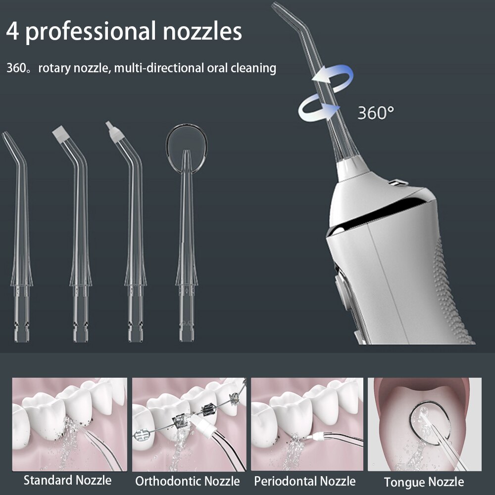 Portable Water Flosser Dental Oral Irrigator Pick 5 Modes 360° Rotated Jet For Cleaning Teeth Thread Floss Mouth Washing Machine Portable Water Flosser Dental Oral Irrigator Pick 5 Modes 360° Rotated Jet For Cleaning Teeth Thread Floss Mouth Washing Machine