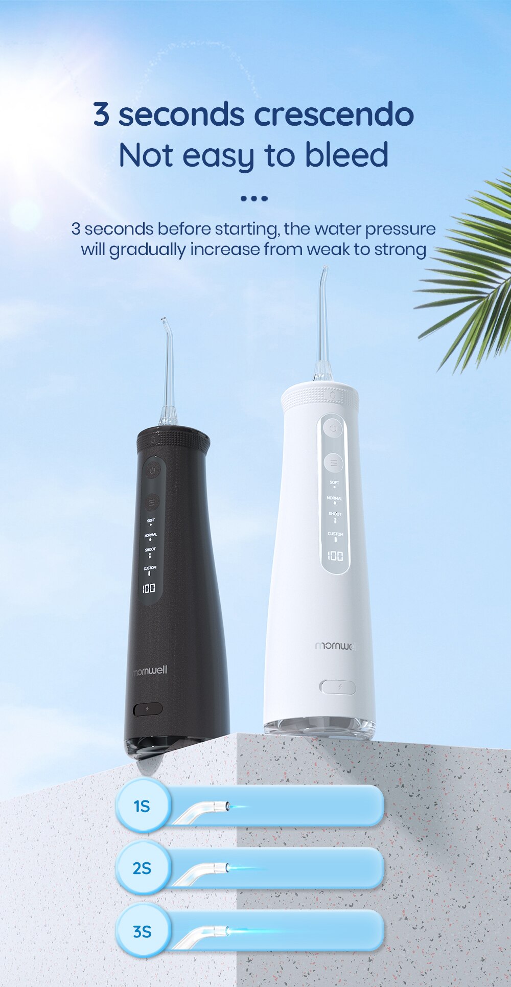 Mornwell 5032 Oral Irrigator Dental Teeth Whitening Home Appliance Sonic Water Flosser 270ML Tank Teeth Cleaner Dental Water Jet