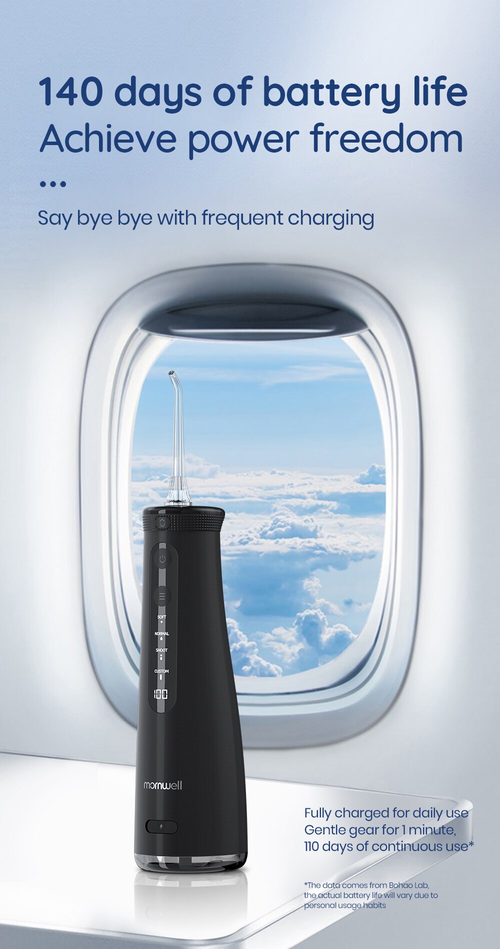 Mornwell 5032 Oral Irrigator Dental Teeth Whitening Home Appliance Sonic Water Flosser 270ML Tank Teeth Cleaner Dental Water Jet