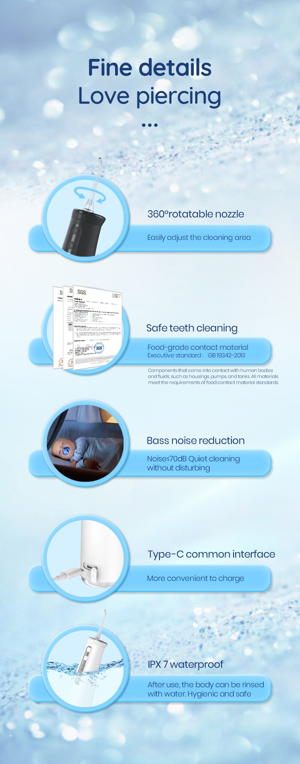 Mornwell 5032 Oral Irrigator Dental Teeth Whitening Home Appliance Sonic Water Flosser 270ML Tank Teeth Cleaner Dental Water Jet