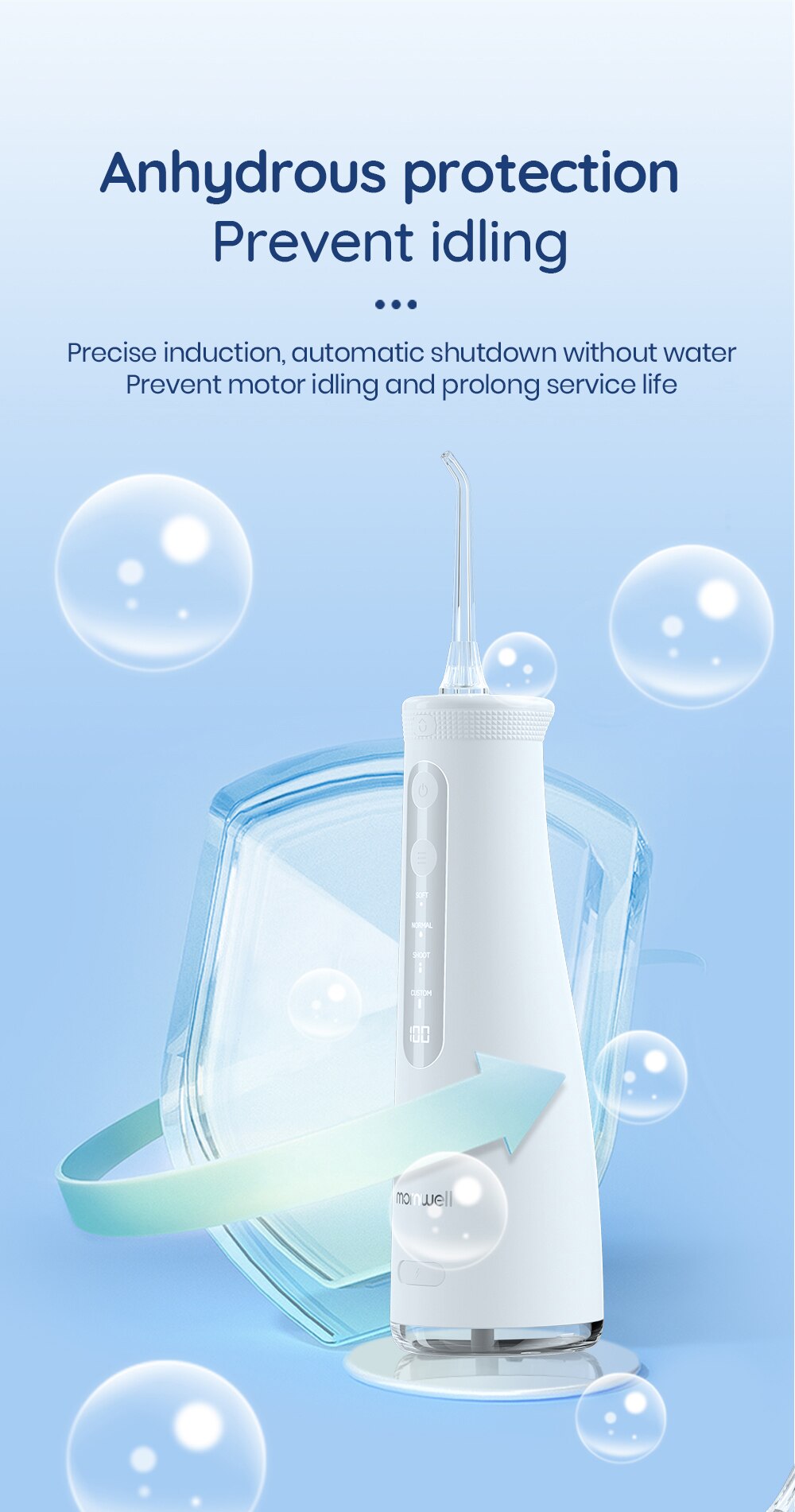 Mornwell 5032 Oral Irrigator Dental Teeth Whitening Home Appliance Sonic Water Flosser 270ML Tank Teeth Cleaner Dental Water Jet