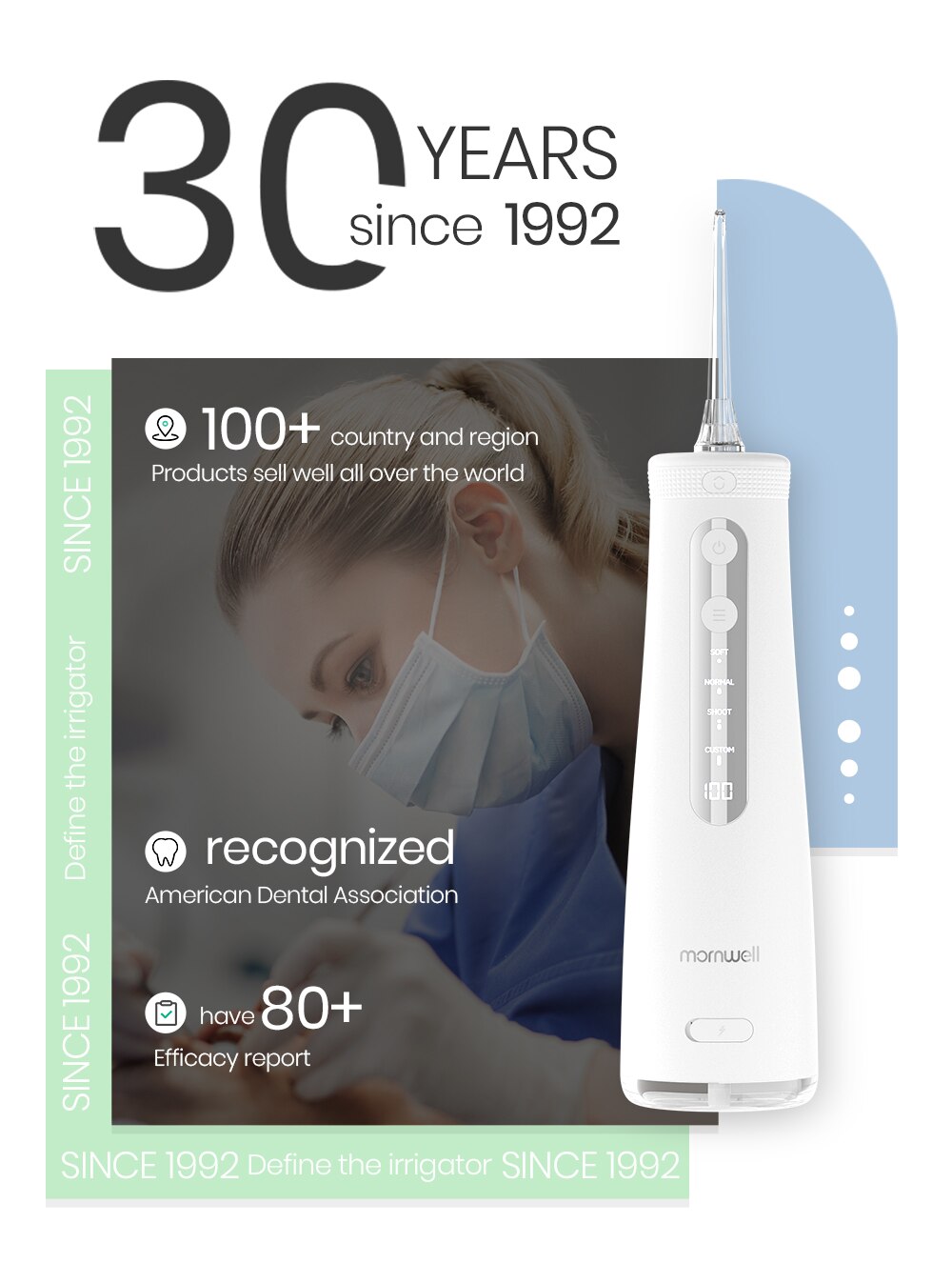 Mornwell 5032 Oral Irrigator Dental Teeth Whitening Home Appliance Sonic Water Flosser 270ML Tank Teeth Cleaner Dental Water Jet