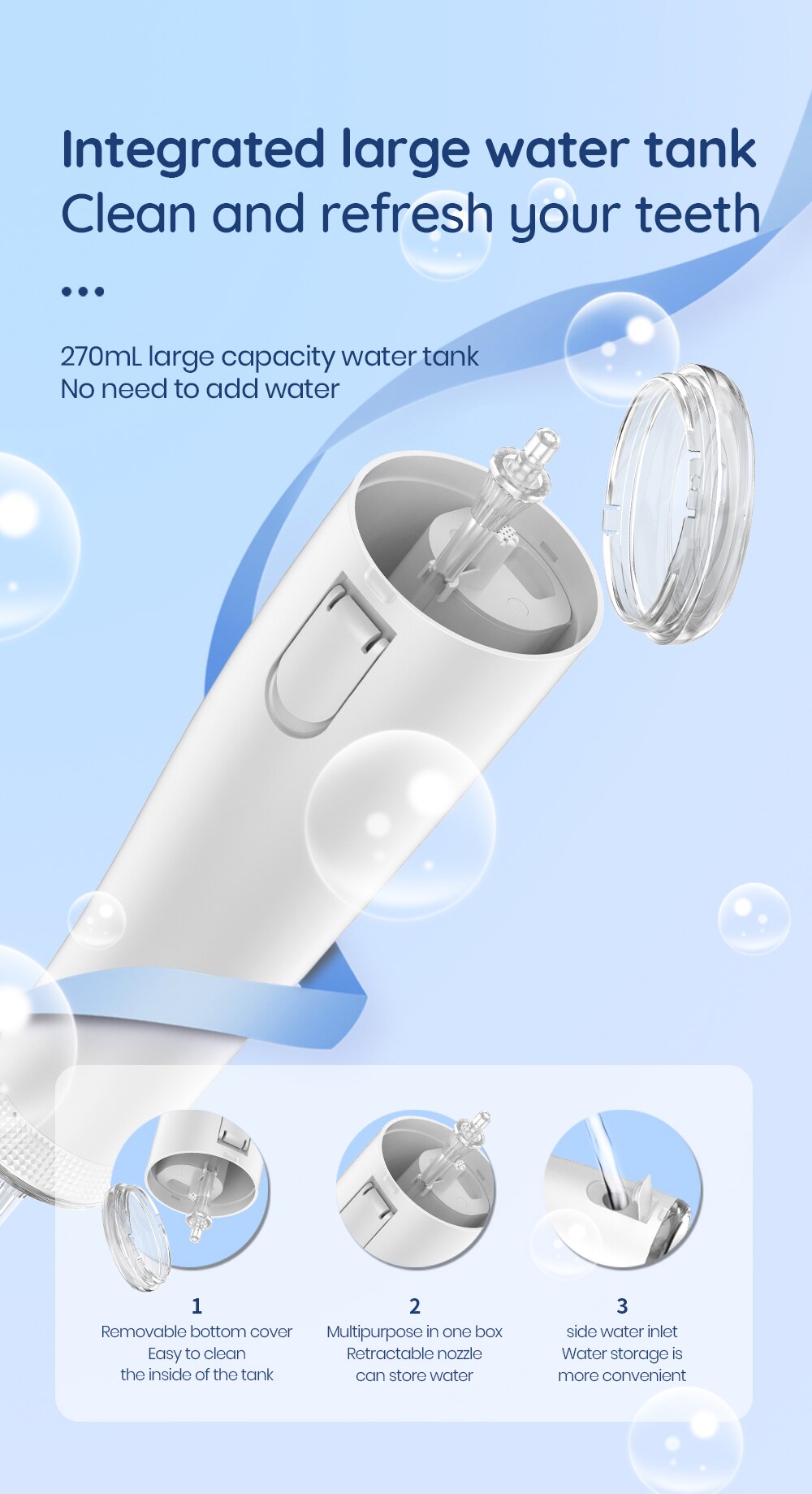 Mornwell 5032 Oral Irrigator Dental Teeth Whitening Home Appliance Sonic Water Flosser 270ML Tank Teeth Cleaner Dental Water Jet