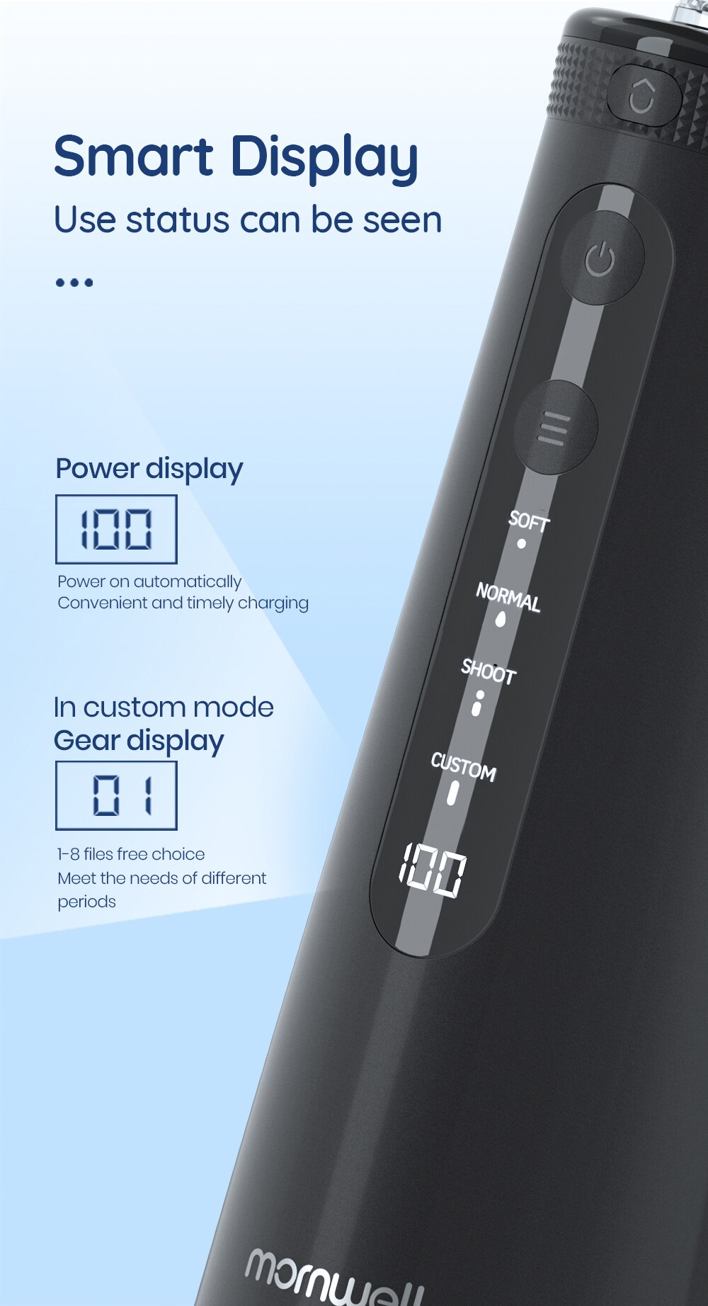 Mornwell 5032 Oral Irrigator Dental Teeth Whitening Home Appliance Sonic Water Flosser 270ML Tank Teeth Cleaner Dental Water Jet