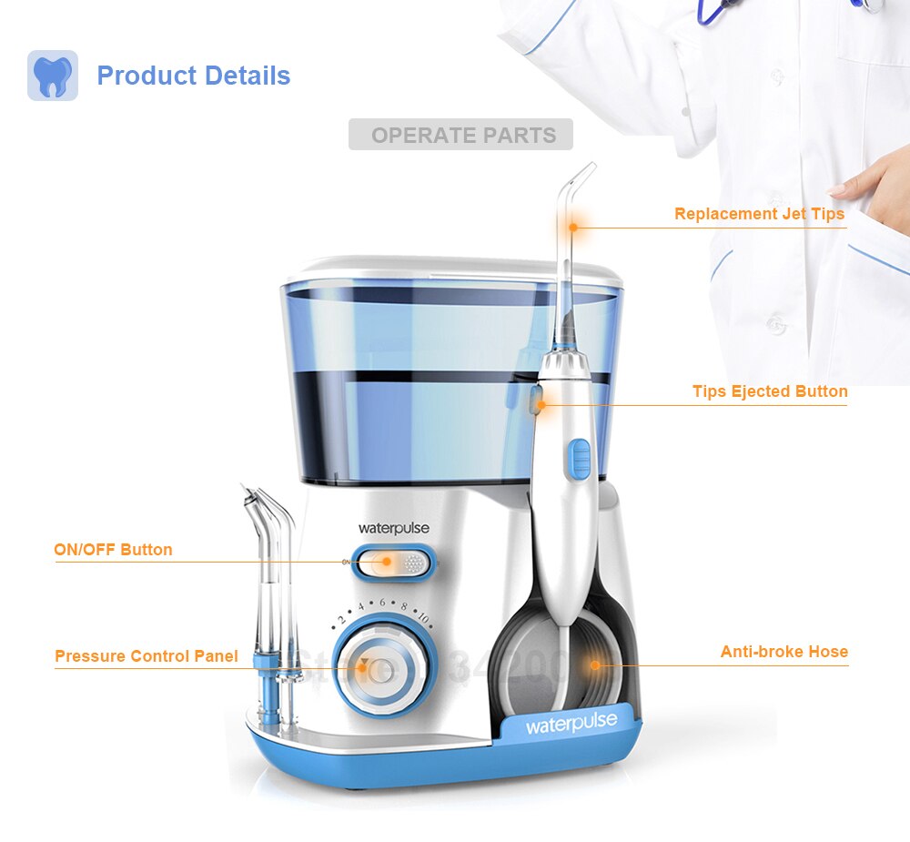 Waterpulse V300G Oral Irrigator 5pcs Tips Dental Water Flosser Electric Cleaner 800ml Oral Hygiene Dental Flosser For Oral Care Waterpulse V300G Oral Irrigator 5pcs Tips Dental Water Flosser Electric Cleaner 800ml Oral Hygiene Dental Flosser For Oral Care