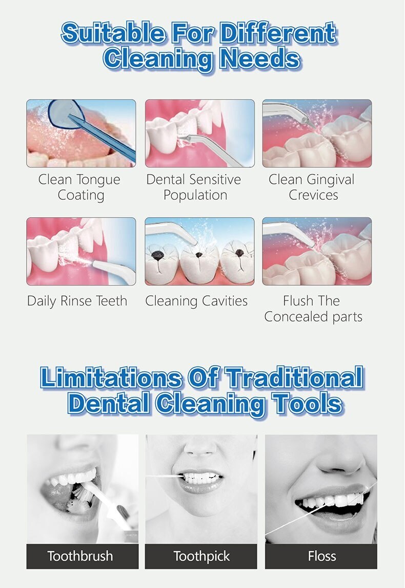 Waterpulse V300G Oral Irrigator 5pcs Tips Dental Water Flosser Electric Cleaner 800ml Oral Hygiene Dental Flosser For Oral Care