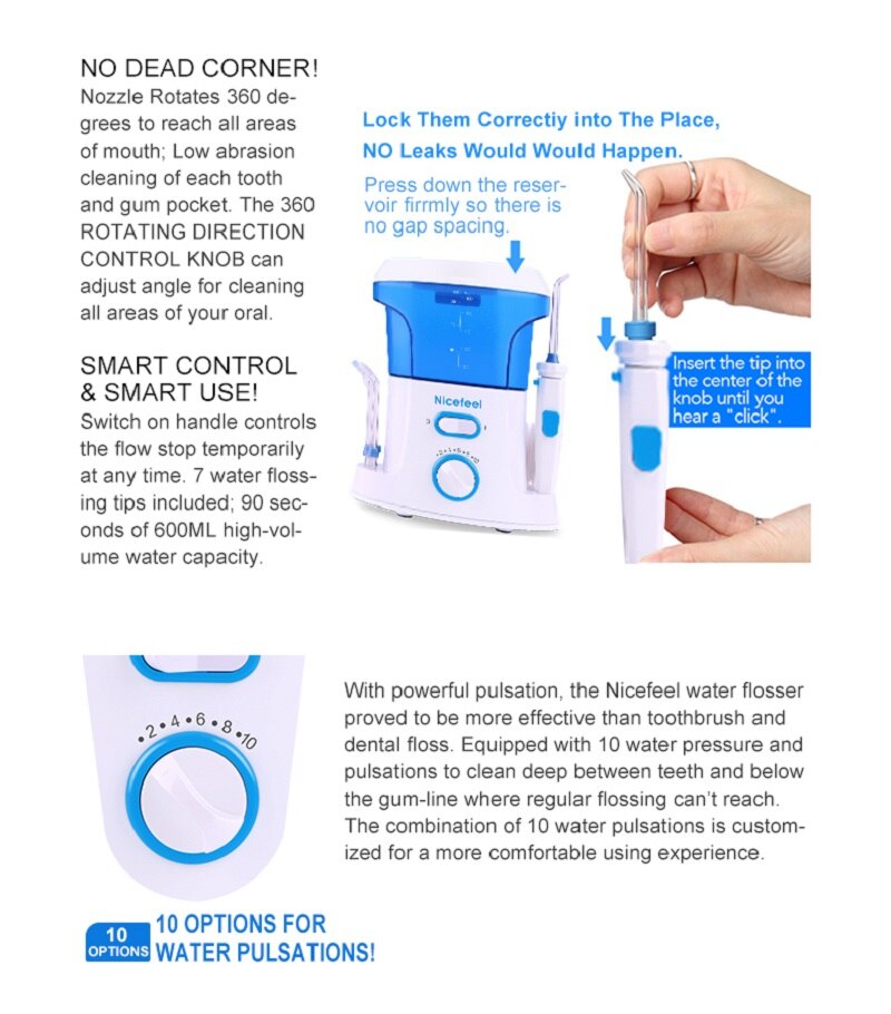 600ML Electric Dental Floss Oral Irrigator for Household Use Portable Tabletop Suitable For 7 Dental Floss Teeth  For Homeuse