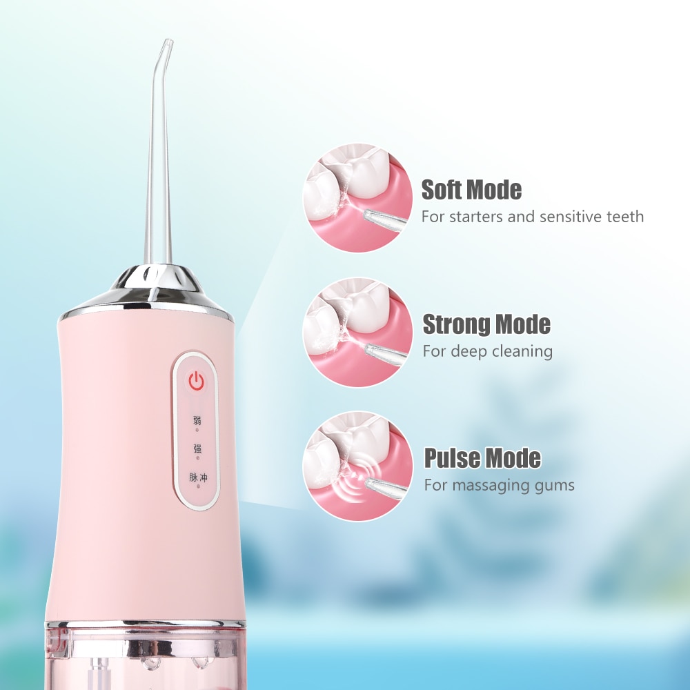Oral Irrigator Portable Dental Water Flosser USB Rechargeable Water Jet Floss Tooth Pick 4 Jet Tip 220ml 3 Modes IPX7 1400rpm Oral Irrigator Portable Dental Water Flosser USB Rechargeable Water Jet Floss Tooth Pick 4 Jet Tip 220ml 3 Modes IPX7 1400rpm