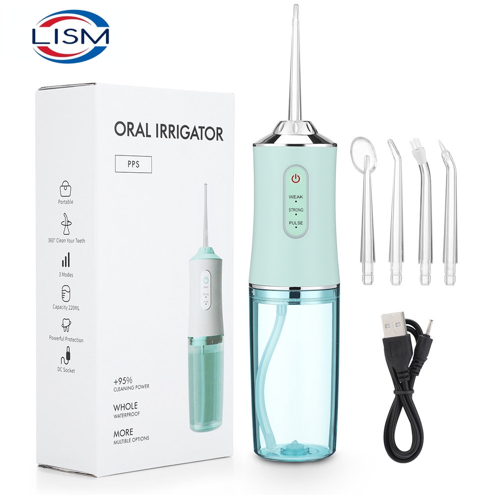 Oral Irrigator Portable Dental Water Flosser USB Rechargeable Water Jet Floss Tooth Pick 4 Jet Tip 220ml 3 Modes IPX7 1400rpm Oral Irrigator Portable Dental Water Flosser USB Rechargeable Water Jet Floss Tooth Pick 4 Jet Tip 220ml 3 Modes IPX7 1400rpm